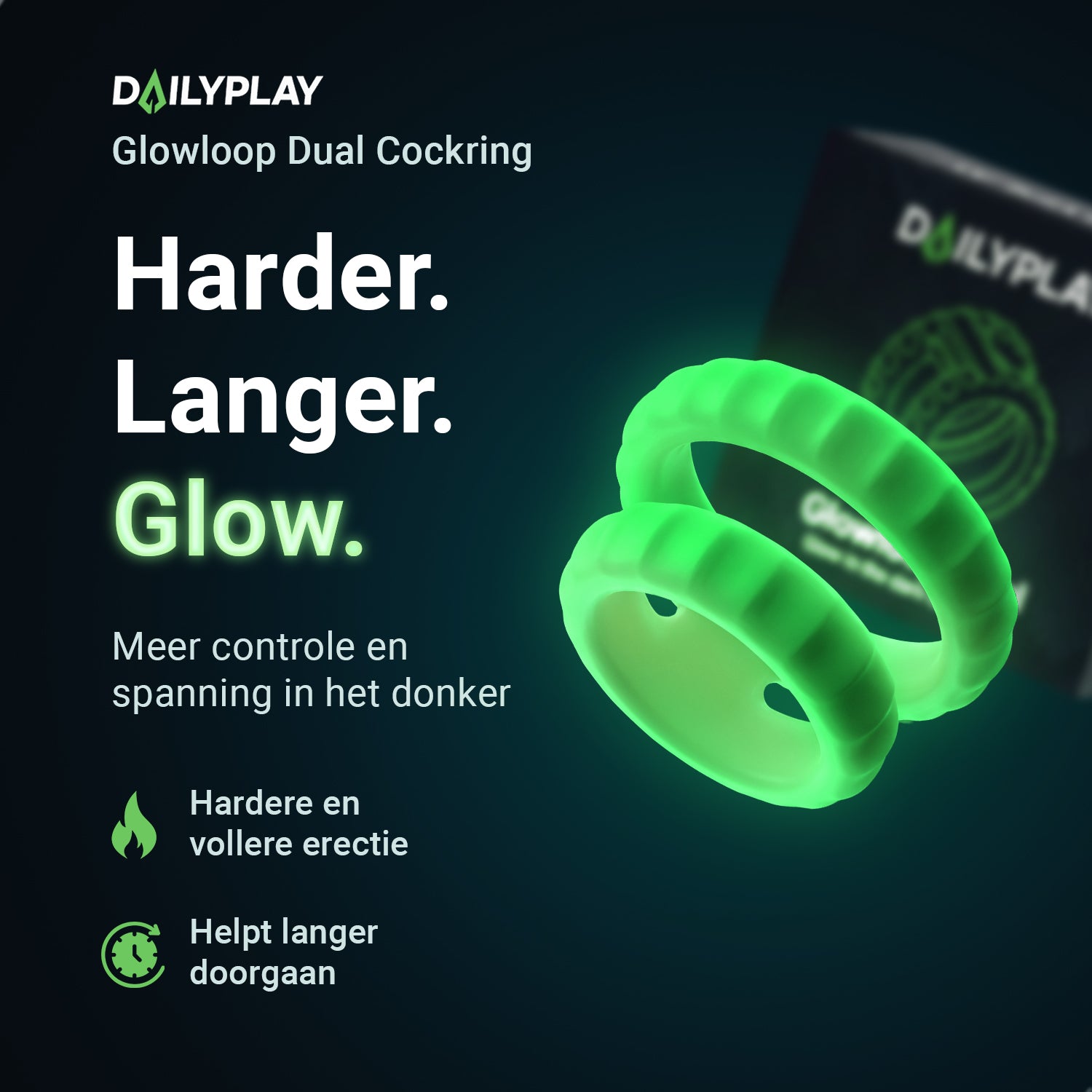 Glowloop Dual - Glow in the Dark Cockring