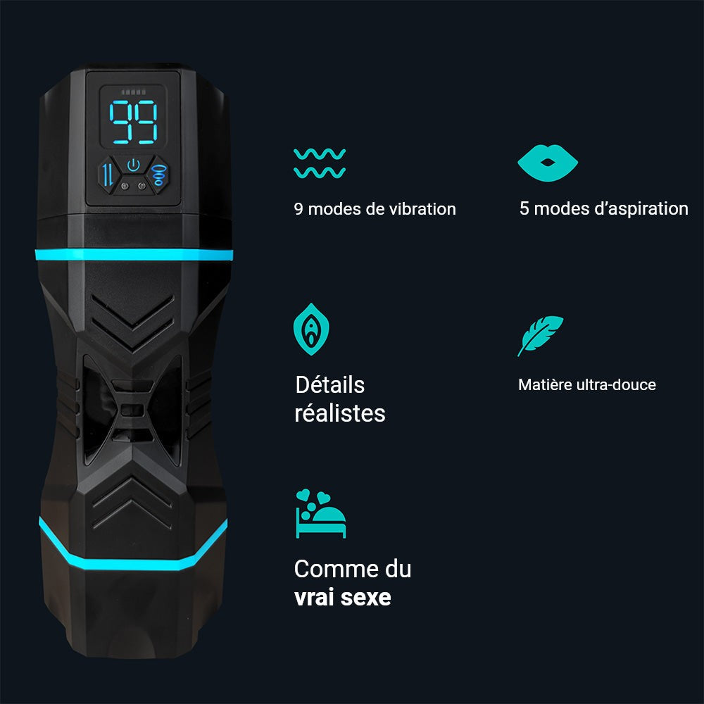 Infographic Kate : 9 modes de vibration, 5 modes d'aspiration, des détails réalistes et une matière douce comme la soie