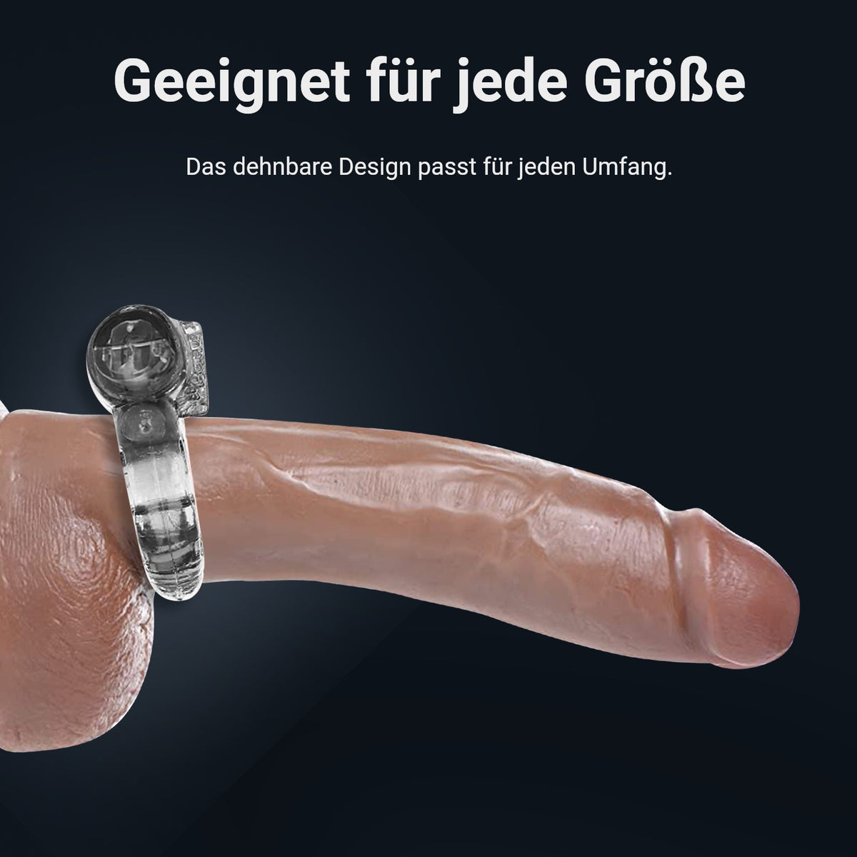 Vibrierender Penisring an einem Dildo: dehnbares Design, passend für jede Größe