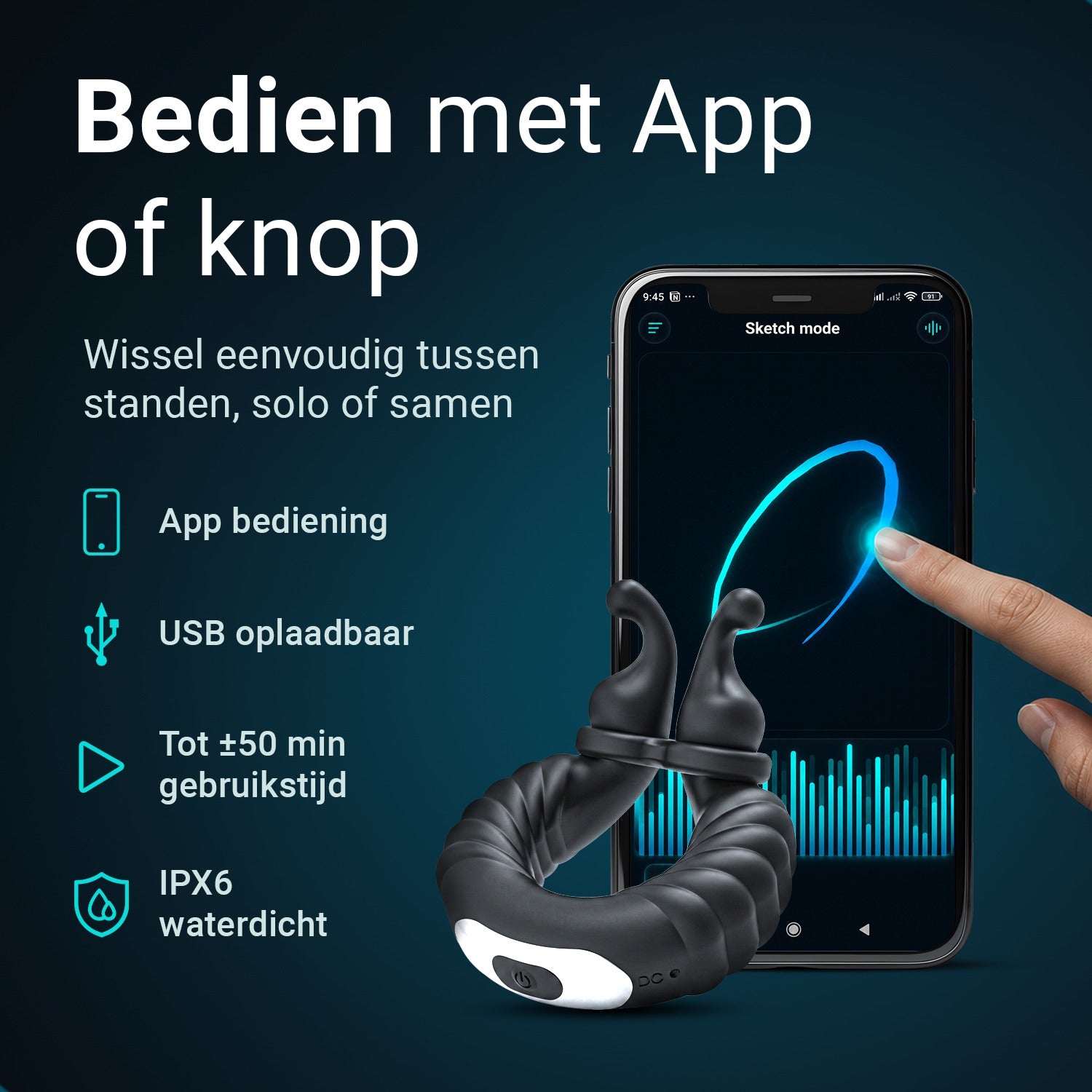 Ultrapulse - Vibrerende Cockring met App