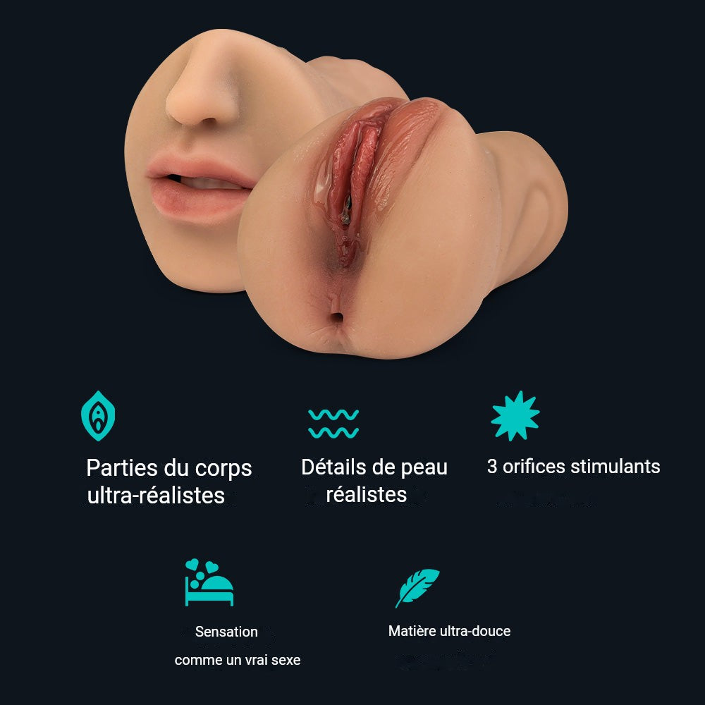 Caractéristiques du masturbateur Suzan : parties du corps ultra-réalistes, détails de peau plus vrais que nature, 3 orifices stimulants, matière toute douce